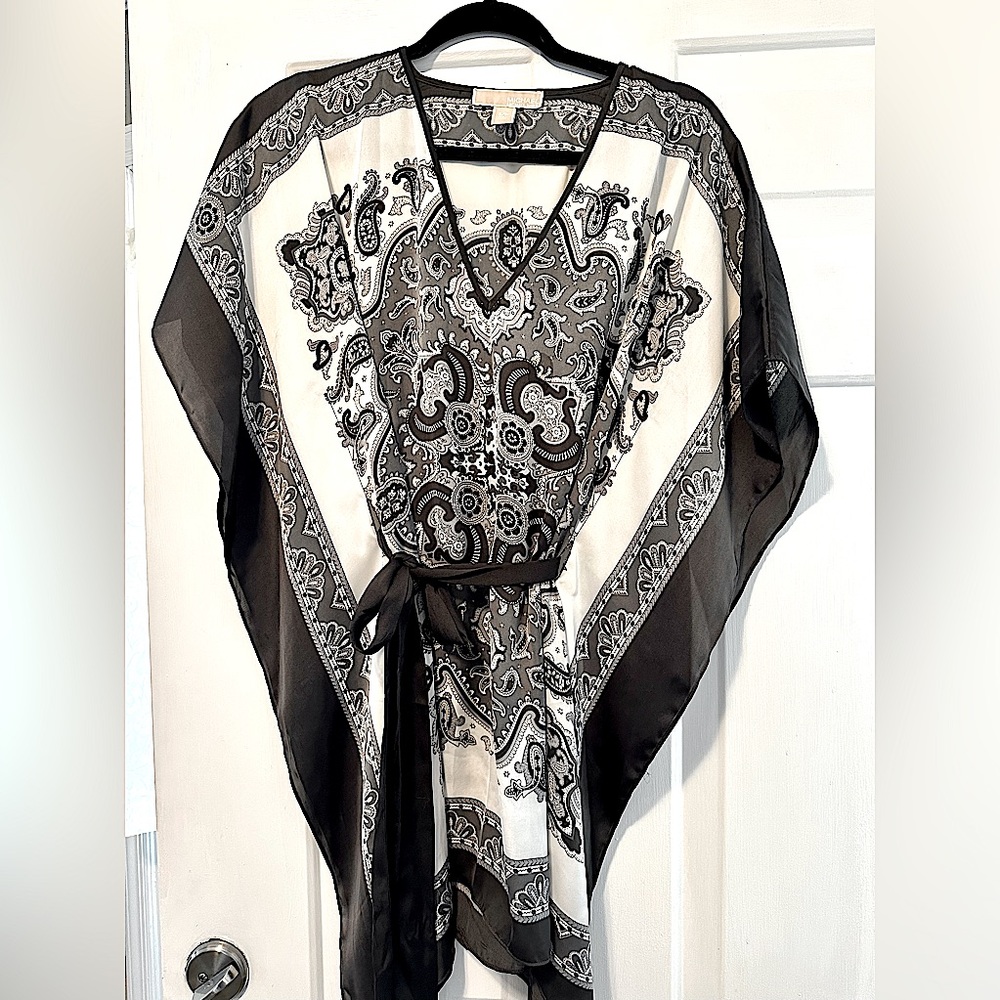 Michael Michael Kors Belted Tunic/Kaftan Dress | Color: Grey/White | Size S/M